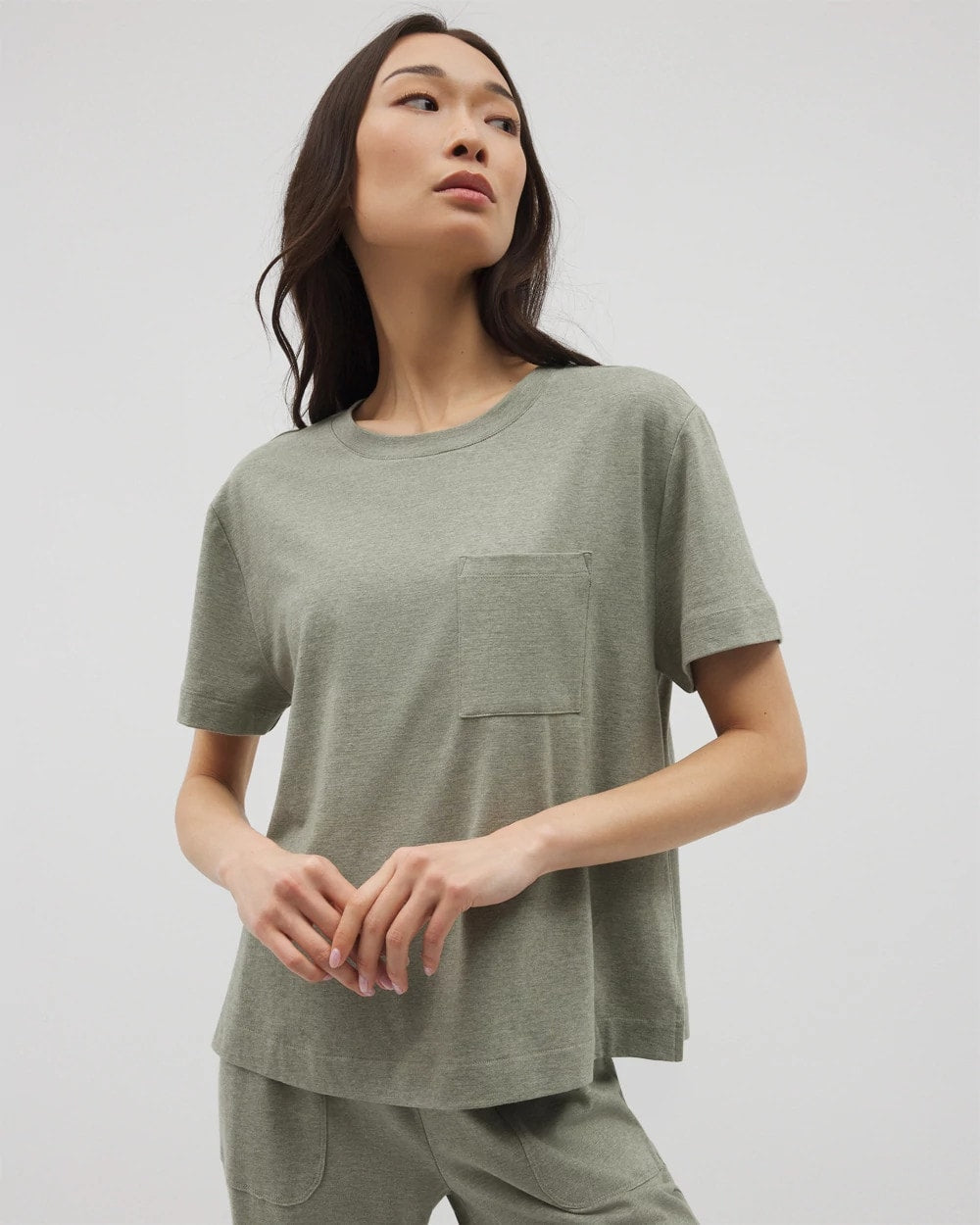 Short-Sleeve Pocket Pajama Tee - HEATHER HIGHLANDS | Soma near me