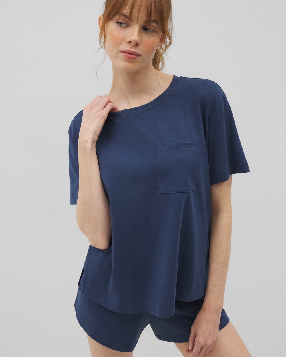 Short-Sleeve Pocket Pajama Tee - INK BLUE | Soma sale
