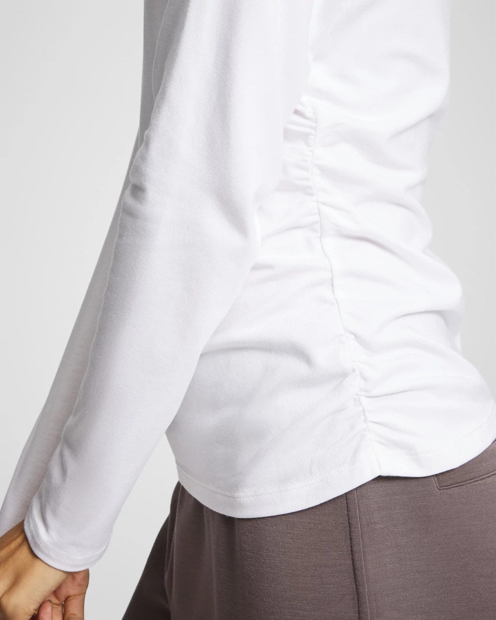 Ruched Long Sleeve Pajama Tee - OPTIC WHITE | Soma Online