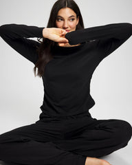 Ruched Long Sleeve Pajama Tee - BLACK | Soma outlet