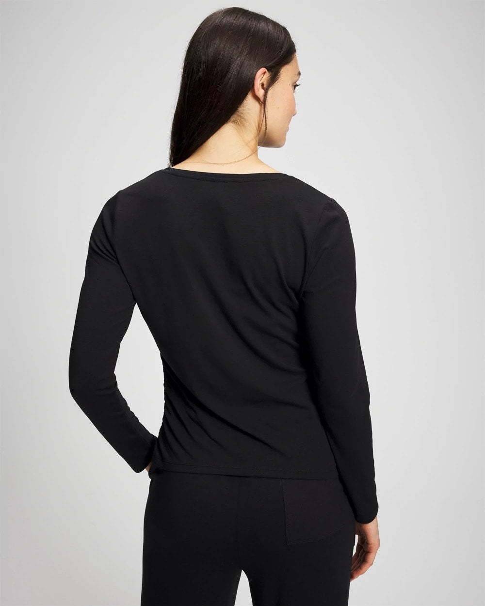 Ruched Long Sleeve Pajama Tee - BLACK | Soma outlet