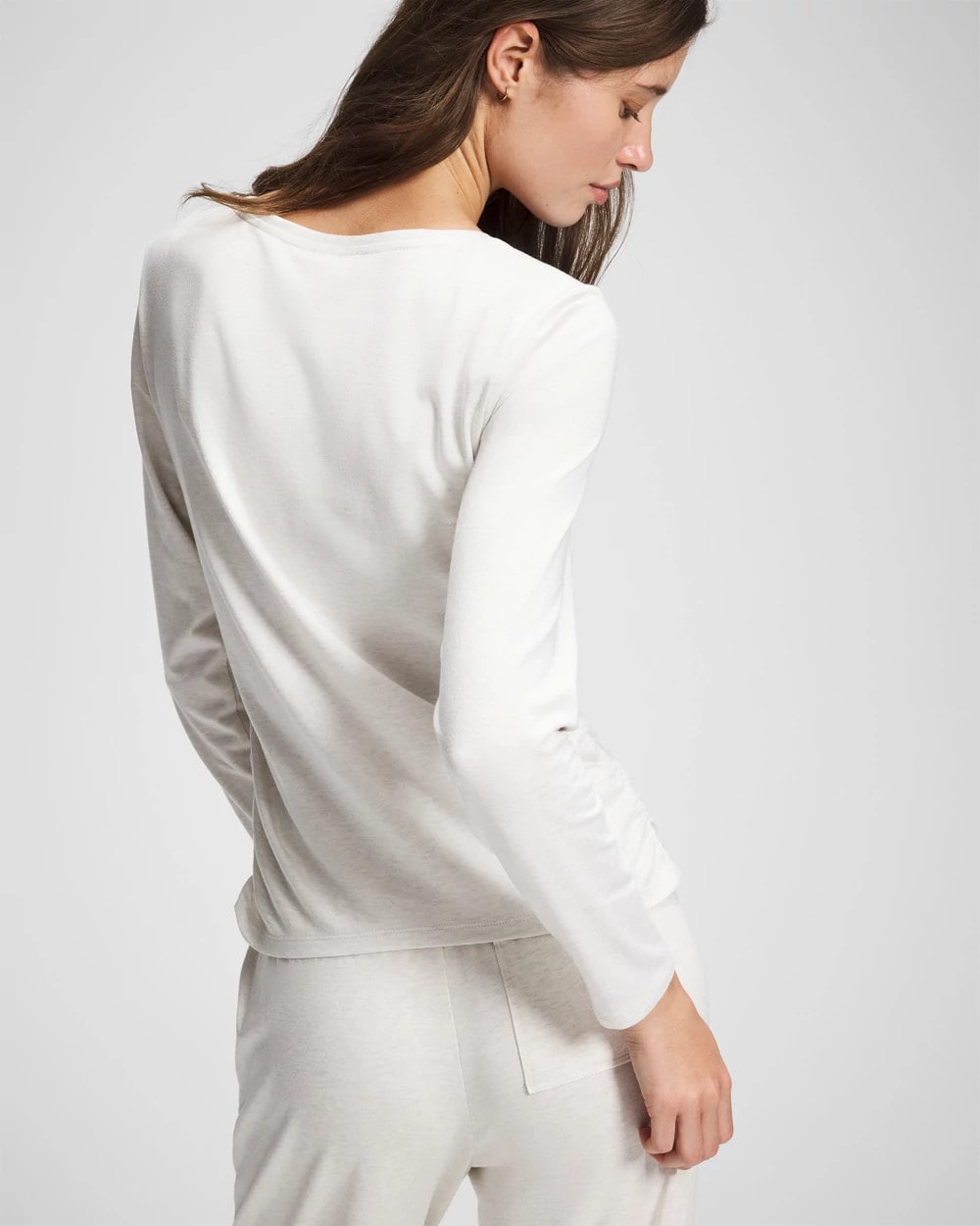 Ruched Long Sleeve Pajama Tee - HEATHER CRYSTAL | Soma near me