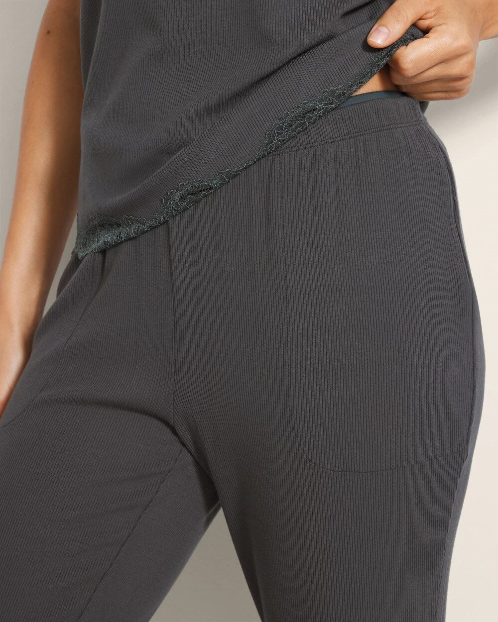 Rib Ankle Pajama Pants - DARK EVERGLADE | Soma for sale