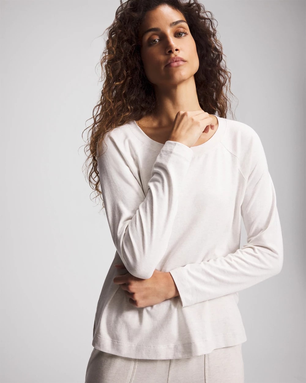 Most Loved Cotton Long Sleeve Pajama Tee - HEATHER CRYSTAL | Soma Online