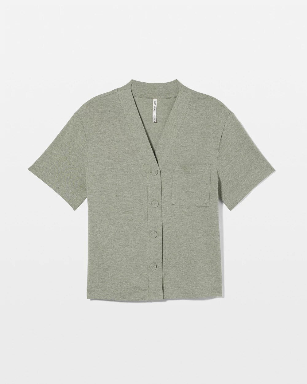 Button-Front Pajama Tee - HEATHER HIGHLANDS | Soma near me