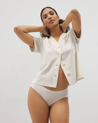 Button-Front Pajama Tee - HEATHER CRYSTAL | Soma for sale