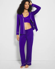 Long-Sleeve Notch Collar Pajama Top - PASSIONFLOWER | Soma for sale