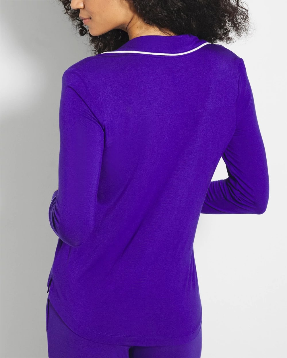 Long-Sleeve Notch Collar Pajama Top - PASSIONFLOWER | Soma for sale
