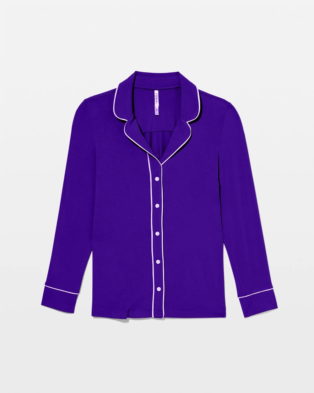 Long-Sleeve Notch Collar Pajama Top - PASSIONFLOWER | Soma for sale