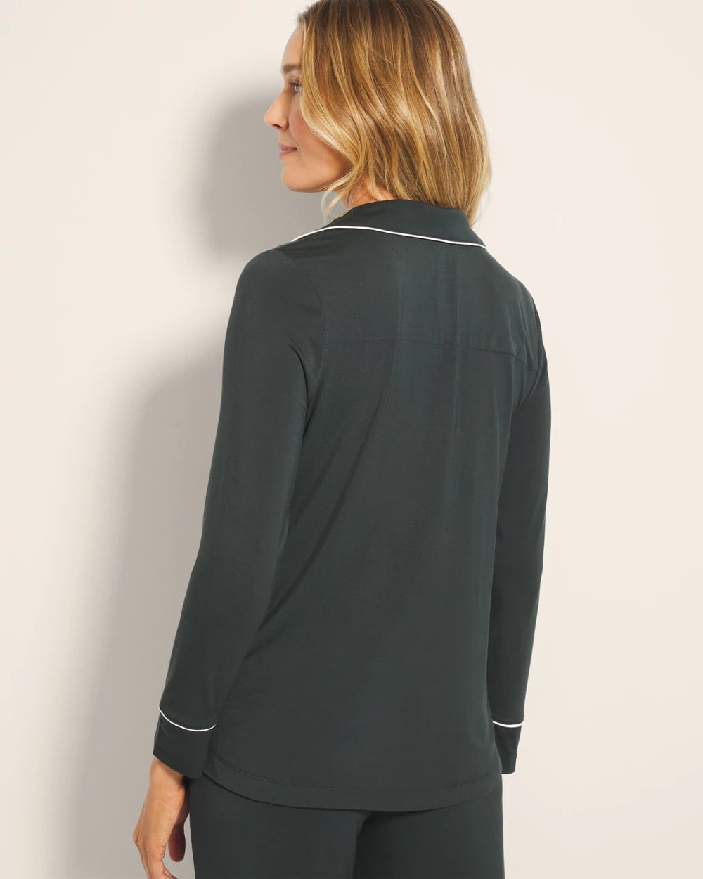 Long-Sleeve Notch Collar Pajama Top - DARK EVERGLADE | Soma on sale