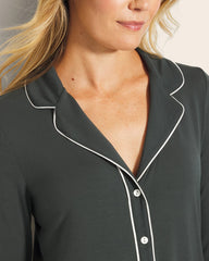 Long-Sleeve Notch Collar Pajama Top - DARK EVERGLADE | Soma on sale