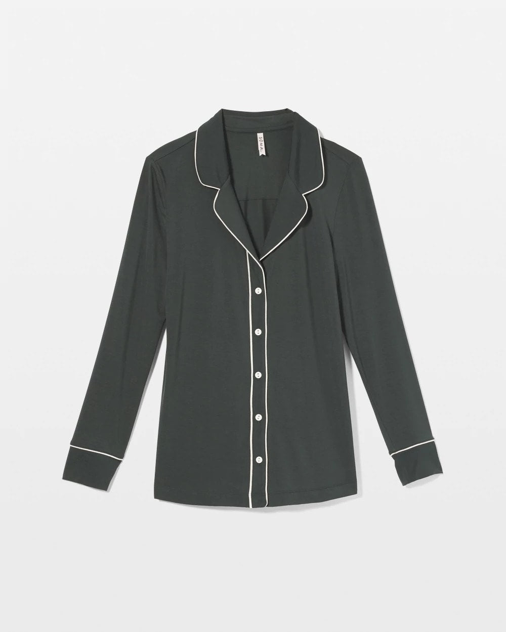 Long-Sleeve Notch Collar Pajama Top - DARK EVERGLADE | Soma on sale