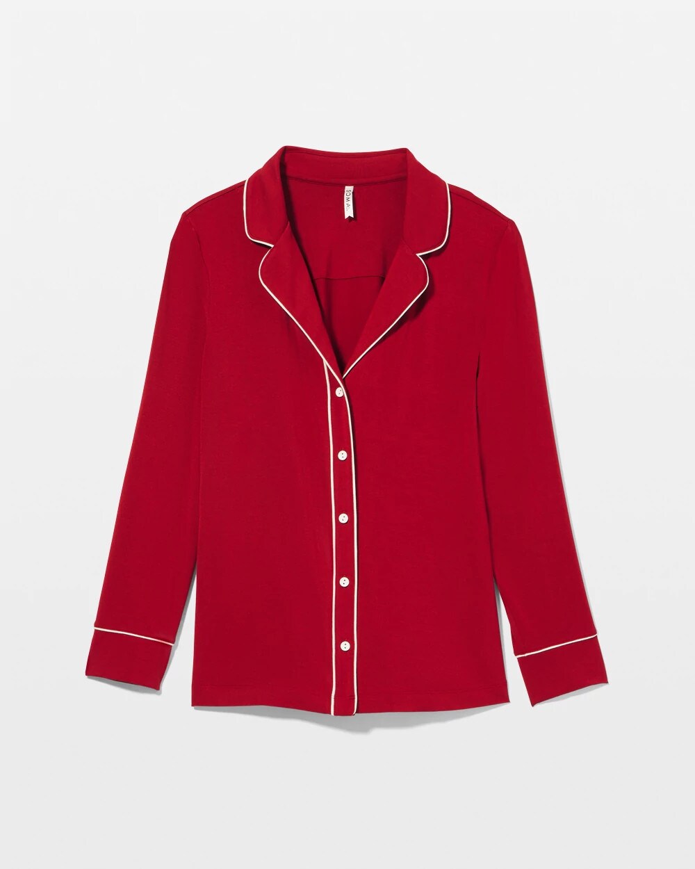 Long-Sleeve Notch Collar Pajama Top - PAINT THE TOWN RED | Soma sale
