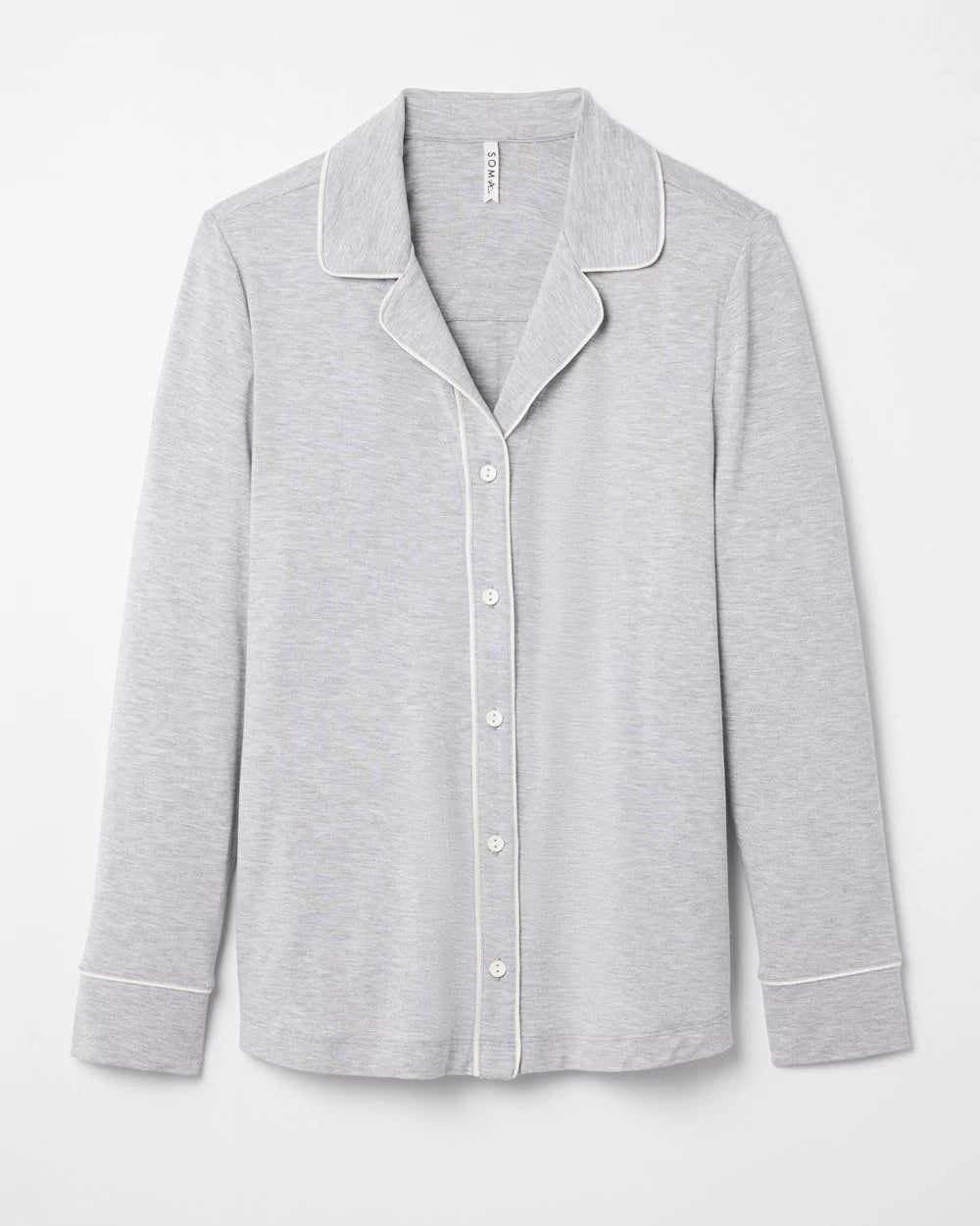 Long-Sleeve Notch Collar Pajama Top - HEATHER OPAL GRAY | Soma discount