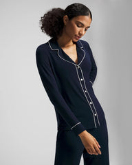 Long-Sleeve Notch Collar Pajama Top - NIGHTFALL NAVY | Soma Online