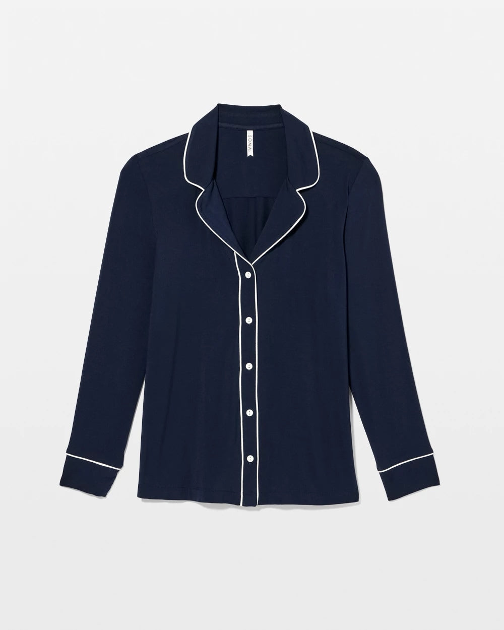 Long-Sleeve Notch Collar Pajama Top - NIGHTFALL NAVY | Soma Online