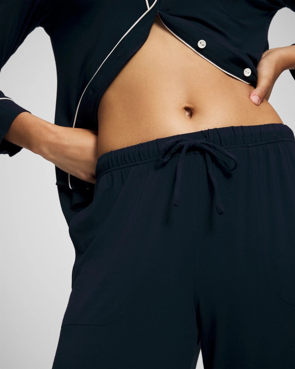 Solid Piped Pajama Pants - NIGHTFALL NAVY | Soma near me