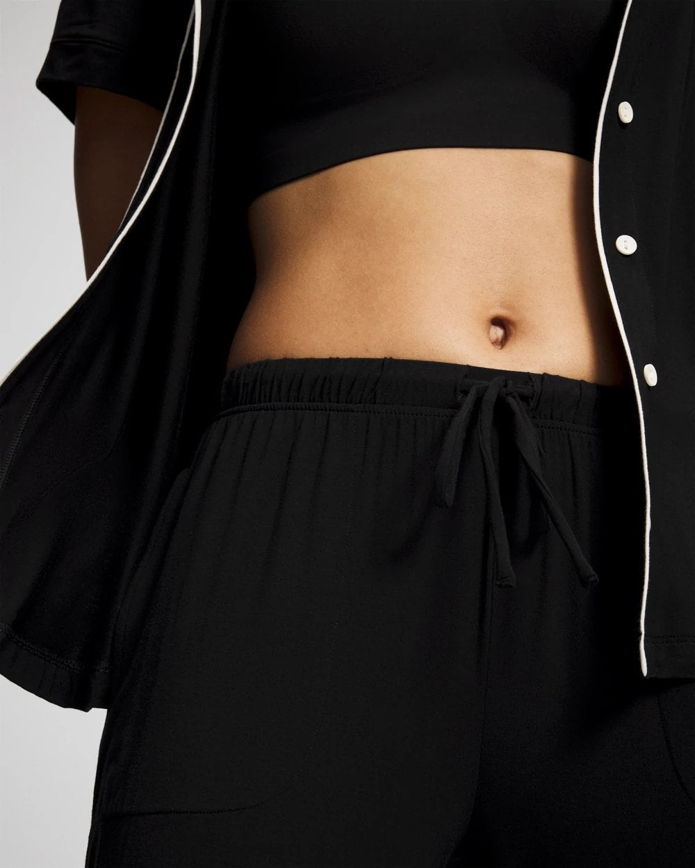 Solid Piped Pajama Pants - BLACK | Soma for sale