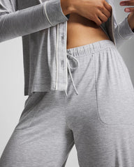 Solid Piped Pajama Pants - HEATHER OPAL GRAY | Soma on sale