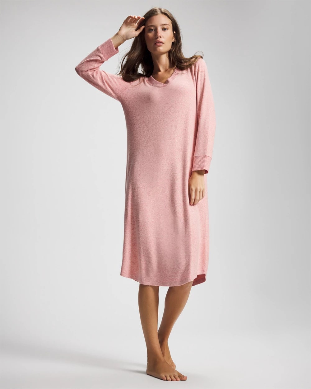 Long Sleeve Midi Sleepshirt - CAMEO PINK/DUSTY ROSE | Soma on sale