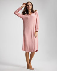 Long Sleeve Midi Sleepshirt - CAMEO PINK/DUSTY ROSE | Soma on sale
