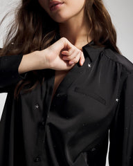 Long-Sleeve Sleep Shirt - SILVER DEW DROP/BLACK | Soma outlet