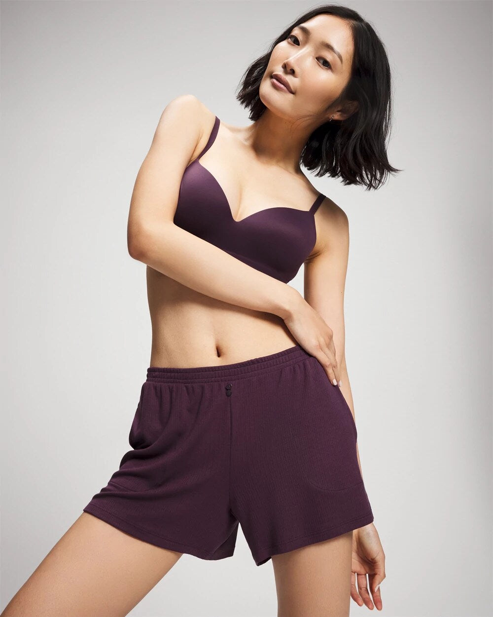 Lightweight Rib Knit Pajama Shorts - PLUM PERFECT | Soma near me