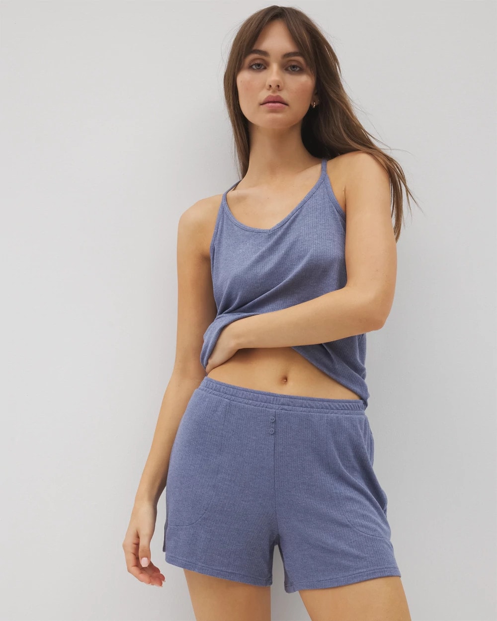 Lightweight Rib Knit Pajama Shorts - HEATHER DUSK | Soma on sale