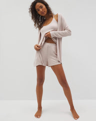 Lightweight Rib Knit Pajama Shorts - HEATHER BARELY THERE | Soma sale