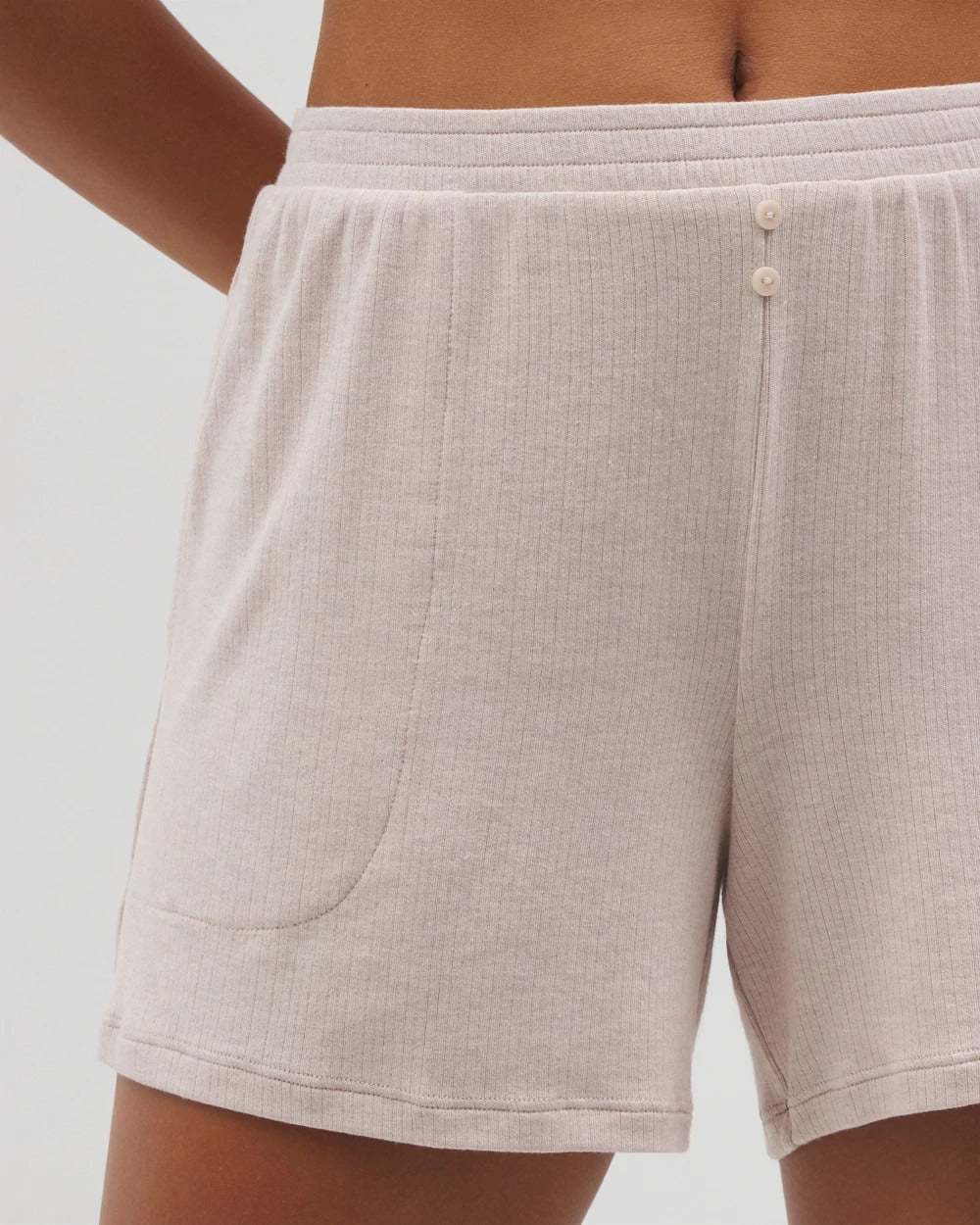 Lightweight Rib Knit Pajama Shorts - HEATHER BARELY THERE | Soma sale
