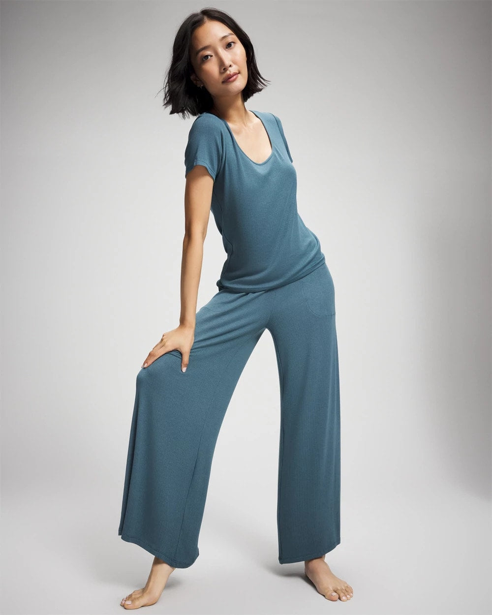 Lightweight Rib Knit Short Sleeve Pajama Tee - TAPESTRY | Soma Online