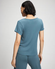 Lightweight Rib Knit Short Sleeve Pajama Tee - TAPESTRY | Soma Online