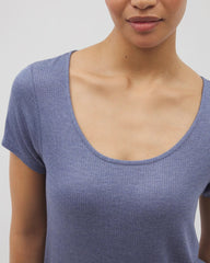 Lightweight Rib Knit Short Sleeve Pajama Tee - HEATHER DUSK | Soma outlet