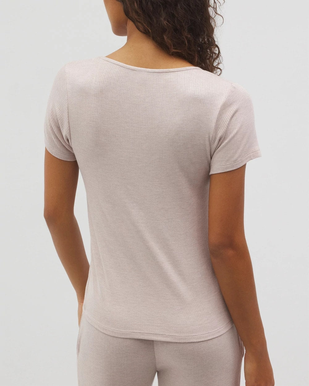 Lightweight Rib Knit Short Sleeve Pajama Tee - HEATHER BARELY THERE | Soma near me