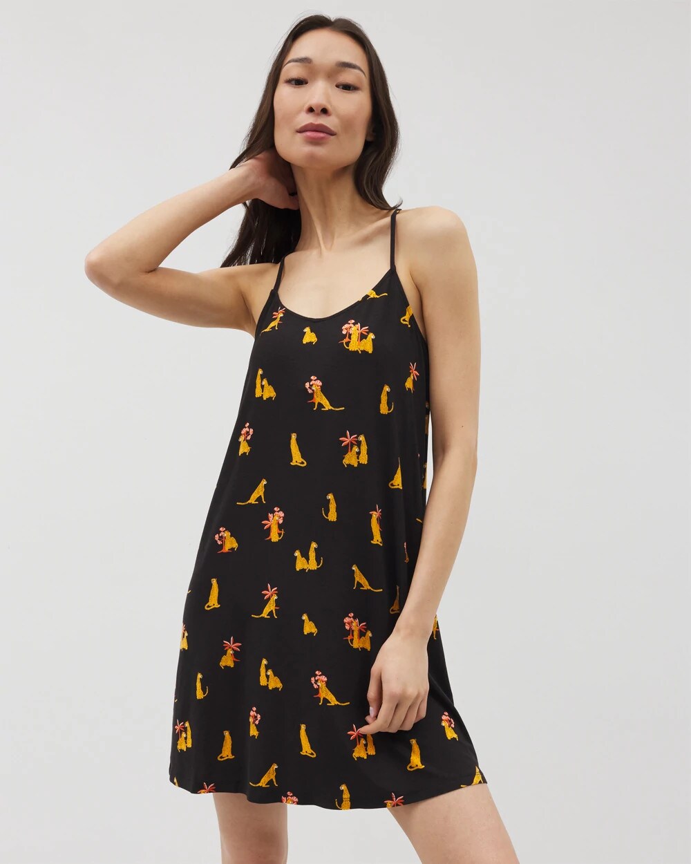 Strappy Sleepshirt - FELINE FUN MID BLK | Soma for sale