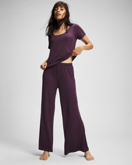 Lightweight Rib Knit Wide Leg Pajama Pants - PLUM PERFECT | Soma on sale