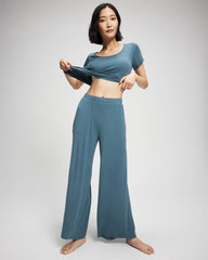 Lightweight Rib Knit Wide Leg Pajama Pants - TAPESTRY | Soma sale