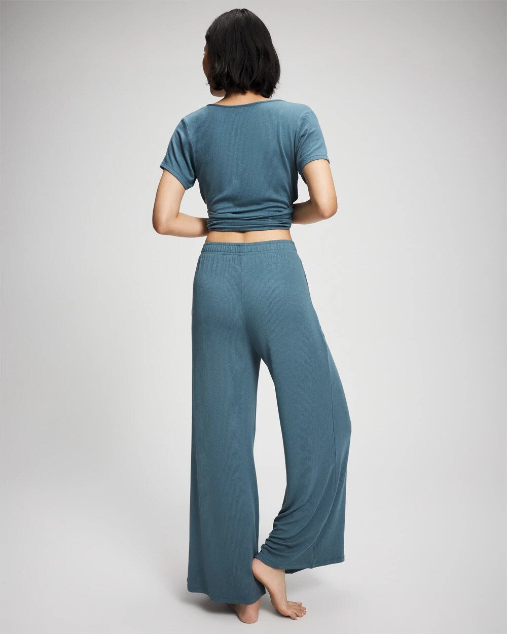 Lightweight Rib Knit Wide Leg Pajama Pants - TAPESTRY | Soma sale