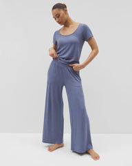 Lightweight Rib Knit Wide Leg Pajama Pants - HEATHER DUSK | Soma discount