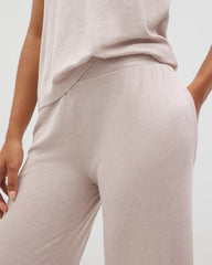 Lightweight Rib Knit Wide Leg Pajama Pants - HEATHER BARELY THERE | Soma Online