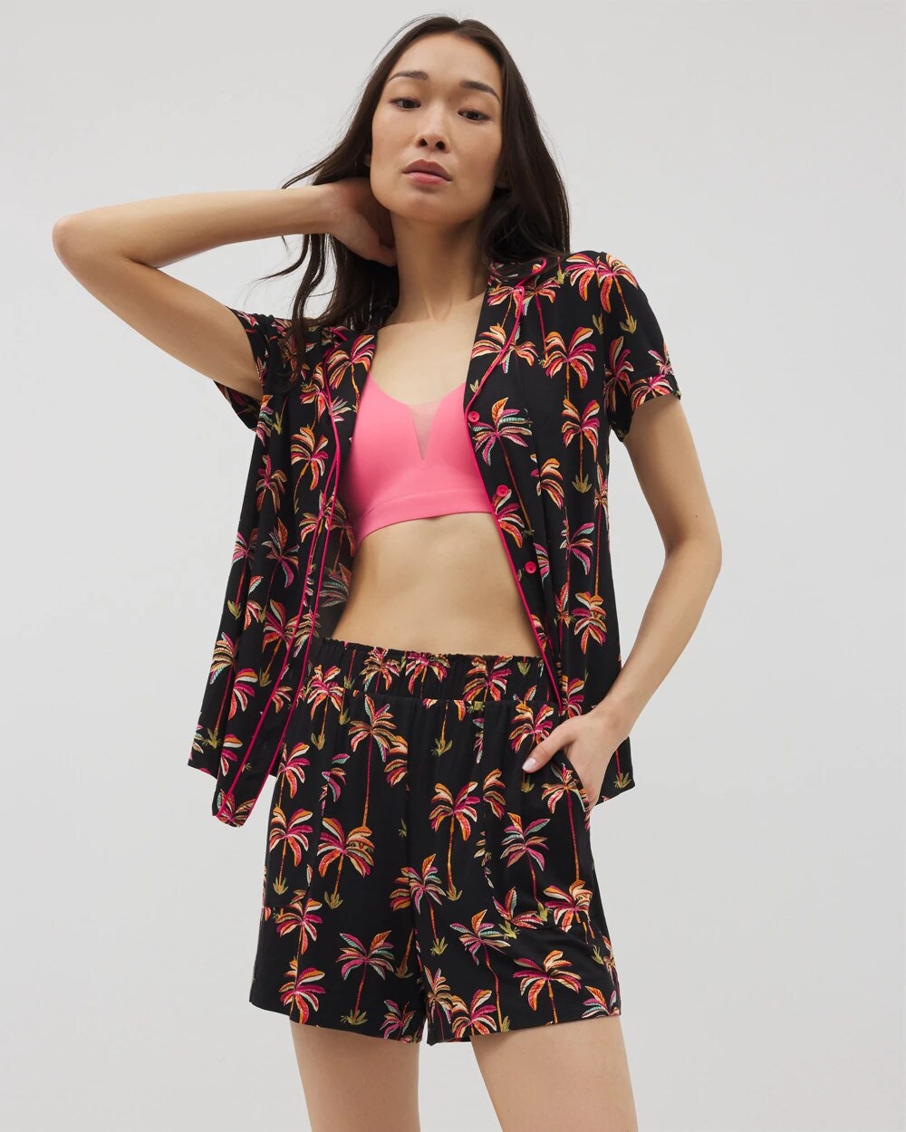 Long Pajama Shorts - SHAKE YOUR PALM PALMS BLK | Soma for sale