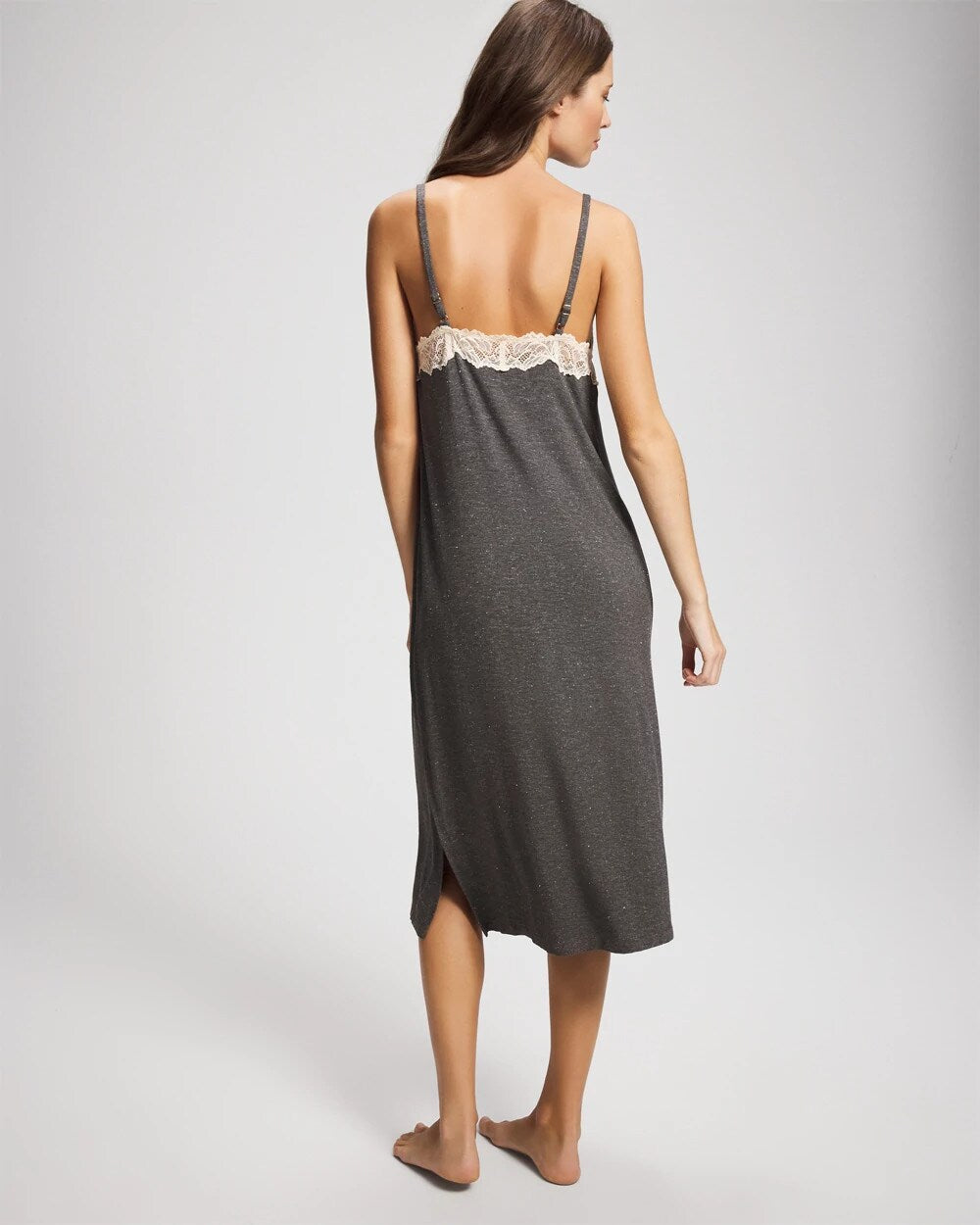 Lace Trim Chemise - CHARCOAL HEATHER W/ SHINE | Soma near me