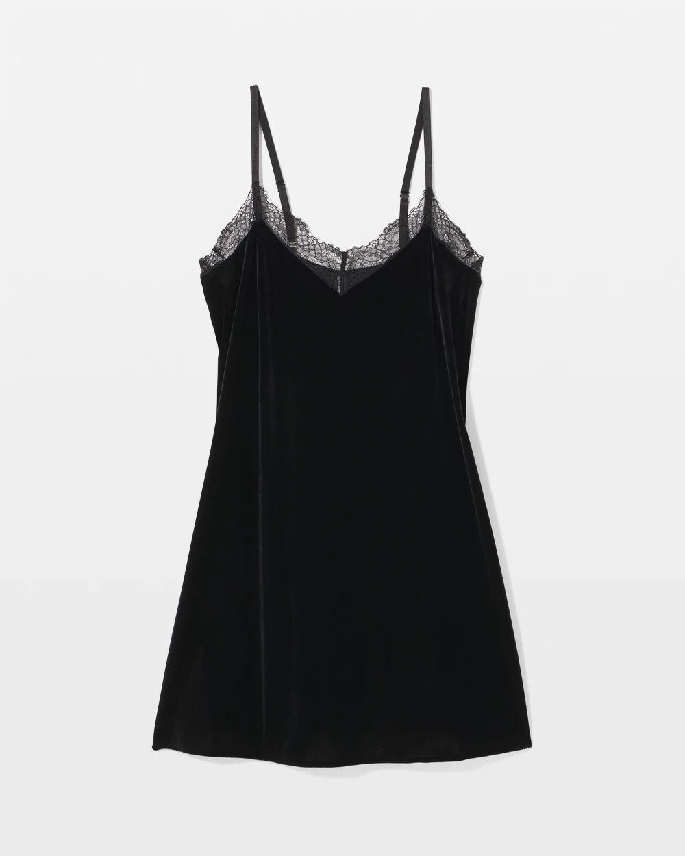 Velvet Lace Trim Chemise - BLACK | Soma on sale