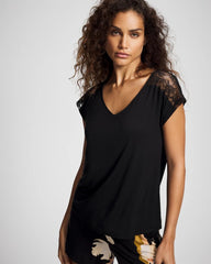 Short Sleeve Lace Pajama Tee - BLACK | Soma sale