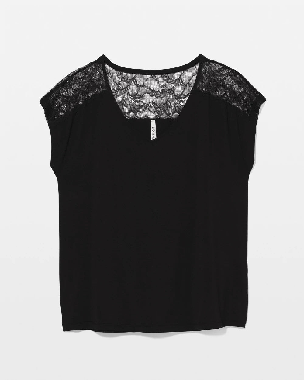 Short Sleeve Lace Pajama Tee - BLACK | Soma sale