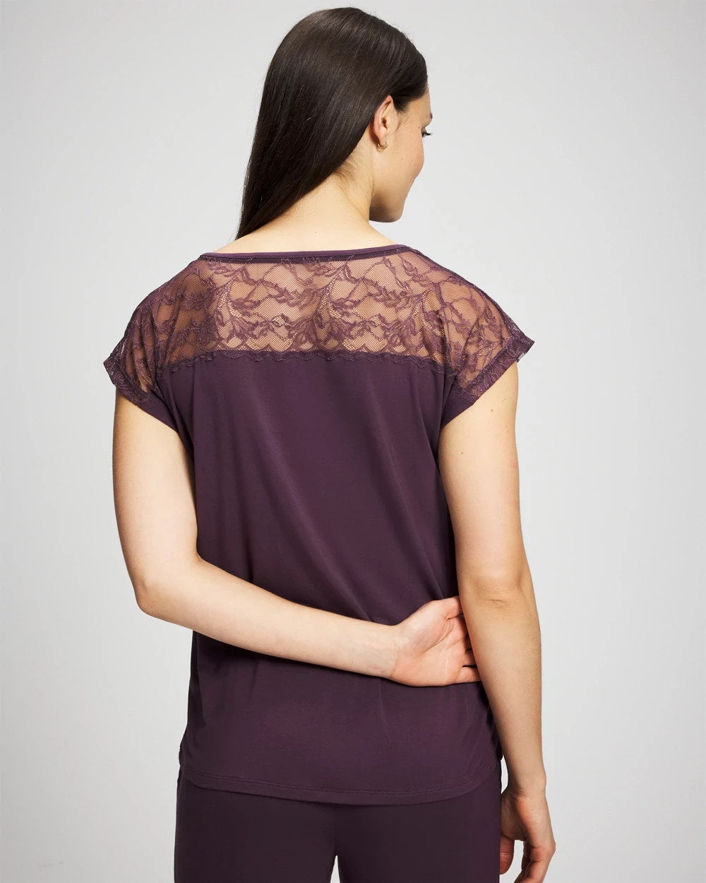 Short Sleeve Lace Pajama Tee - PLUM PERFECT | Soma discount
