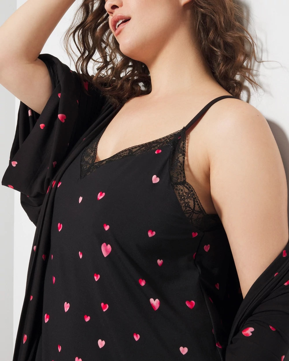 Lace Trim Chemise - FLOATING HEARTS BDR BLK R | Soma near me