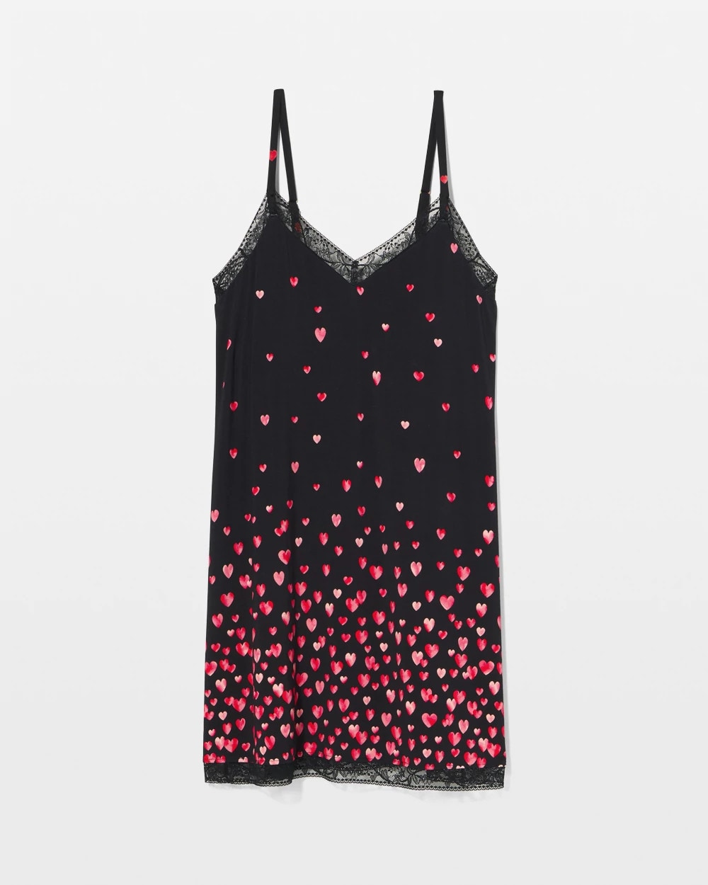 Lace Trim Chemise - FLOATING HEARTS BDR BLK R | Soma near me