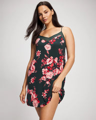 Mesh Trim Chemise - COTTAGE FLORAL GREEN | Soma outlet