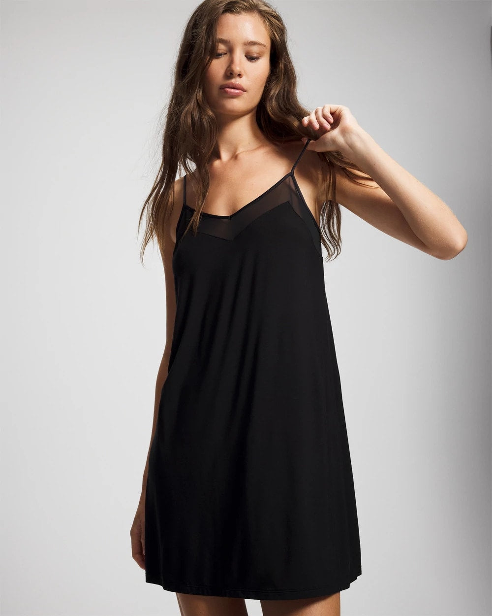 Mesh Trim Chemise - BLACK | Soma for sale